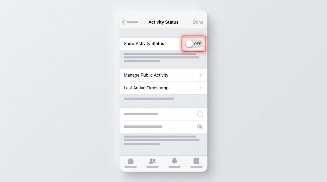 اسکرینشات صفحه تنظیمات "Activity Status" در اپ اینستاگرام، محل گزینه خاموش و روشن کردن